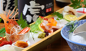 岡山市で和食を個室で楽しめる景虎で提供している漁港直送刺身5点盛り
